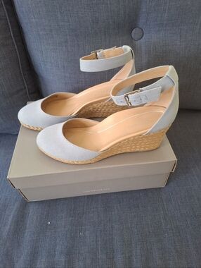 Vionic Amy Backstrap Espadrille Wedges Sandals Size 10 Sky Blue